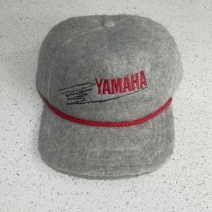 Vintage Team Yamaha Racing Snapback Hat- Gray, Fuzzy Fleece, Cord, Embroidered